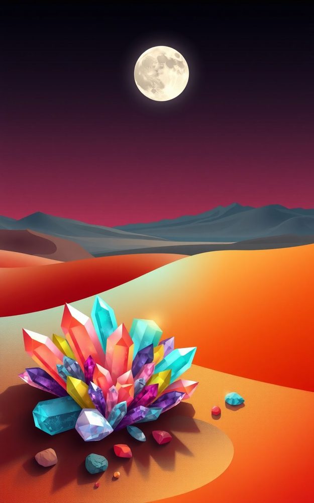 Surreal Moonlit Desert Crystals Phone Case For iPhone Samsung