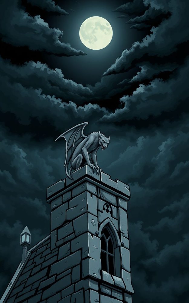 Gothic Gargoyle Rooftop Moody Phone Case For iPhone Samsung