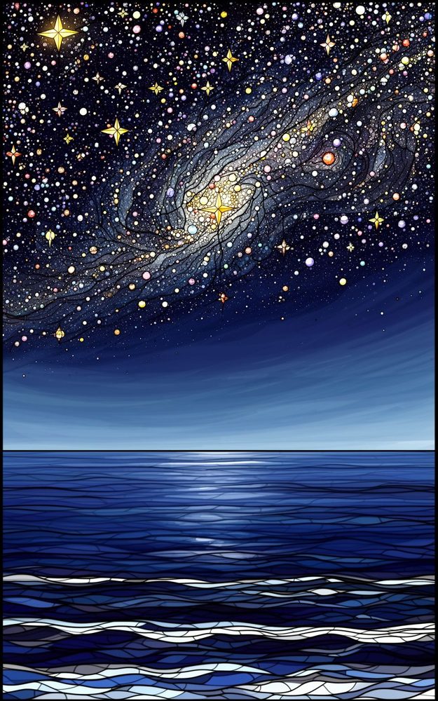 Stained Glass Celestial Marine Tapestry Phone Case For iPhone Samsung
