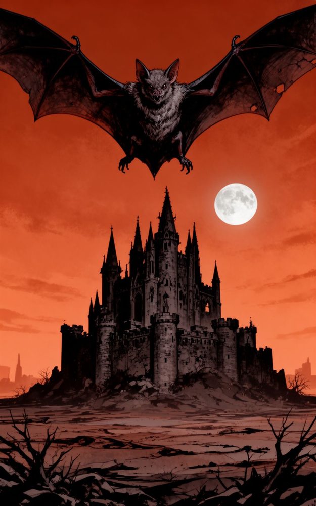 Gothic Horror Night Fiend Over Ruins