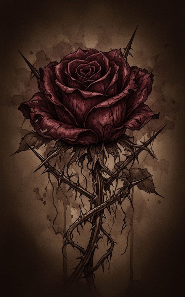 Thorns Embrace Dark Floral Watercolor Phone Case For iPhone Samsung