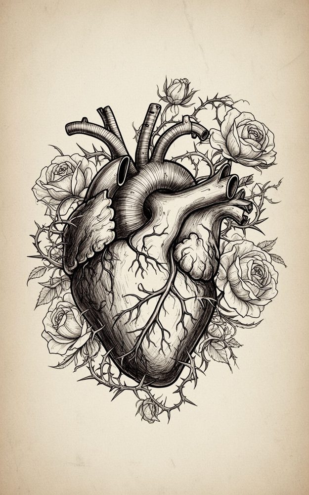 Heartstrings Thorny Blooms Ink Drawing Phone Case For iPhone Samsung
