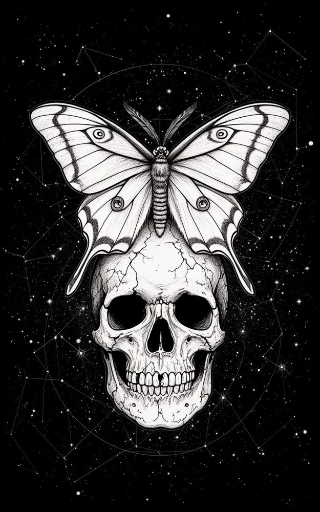 Skull Butterfly Ephemeral Moth Phone Case For iPhone Samsung