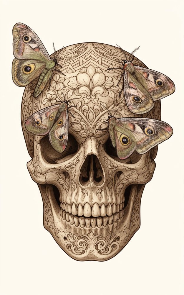 Vintage Skull Moths Phone Case For iPhone Samsung
