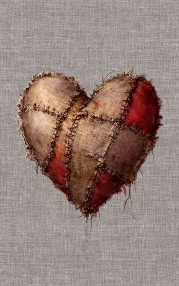 Torn Love Stitched Heart Gothic Phone Case For iPhone Samsung