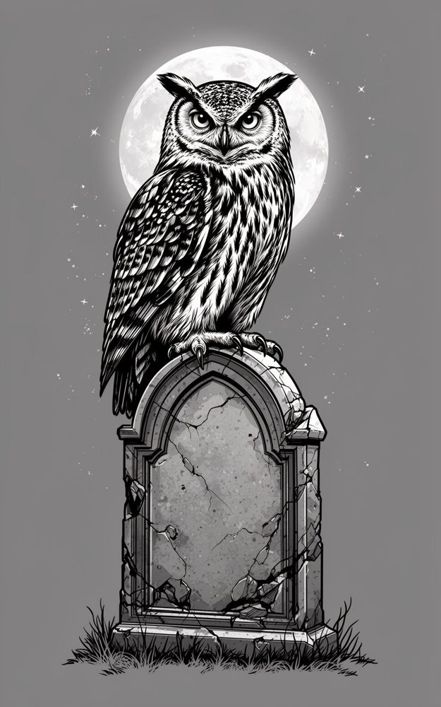 Tomb Watch Blackwork Gothic Illustrative