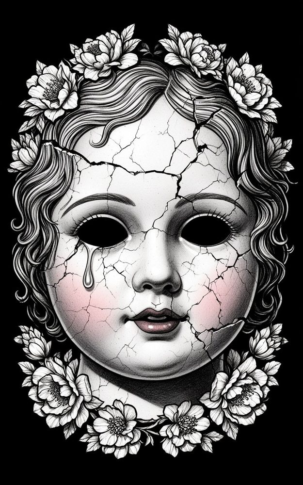 Fractured Porcelain Cracked Doll Floral