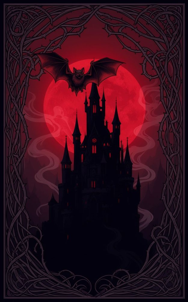 Gothic Bat Castle Shadow Phone Case For iPhone Samsung