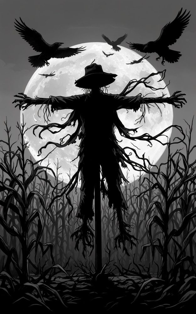 Guardian Barren Fields Silhouette Halloween Horror