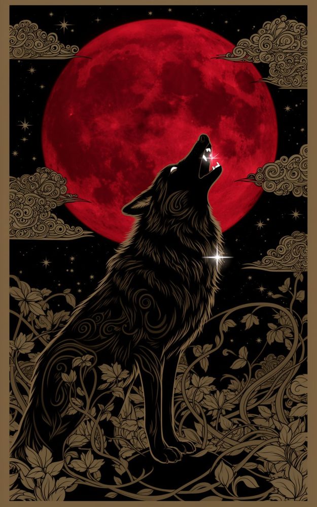 Mystical Wolf Crimson Luna Phone Case For iPhone Samsung