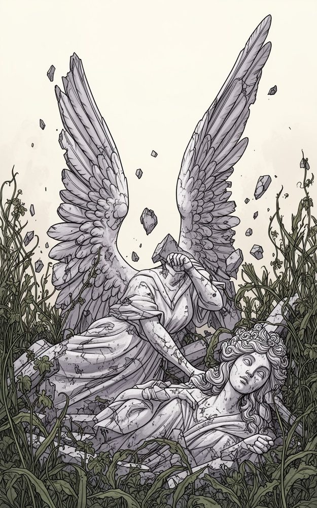 Fallen Angel Statue Phone Case For iPhone Samsung