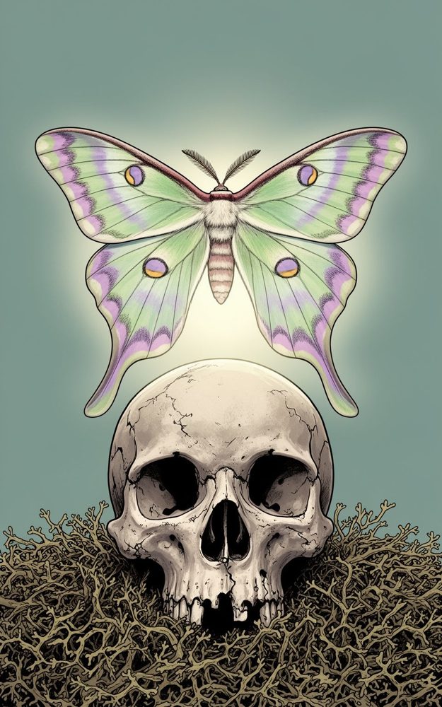 Gothic Moth Skull Illustration Phone Case For iPhone Samsung