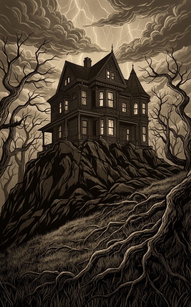 Haunted House Illustration Phone Case For iPhone Samsung
