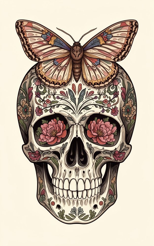 Intricate Sugar Skull Moths Embrace