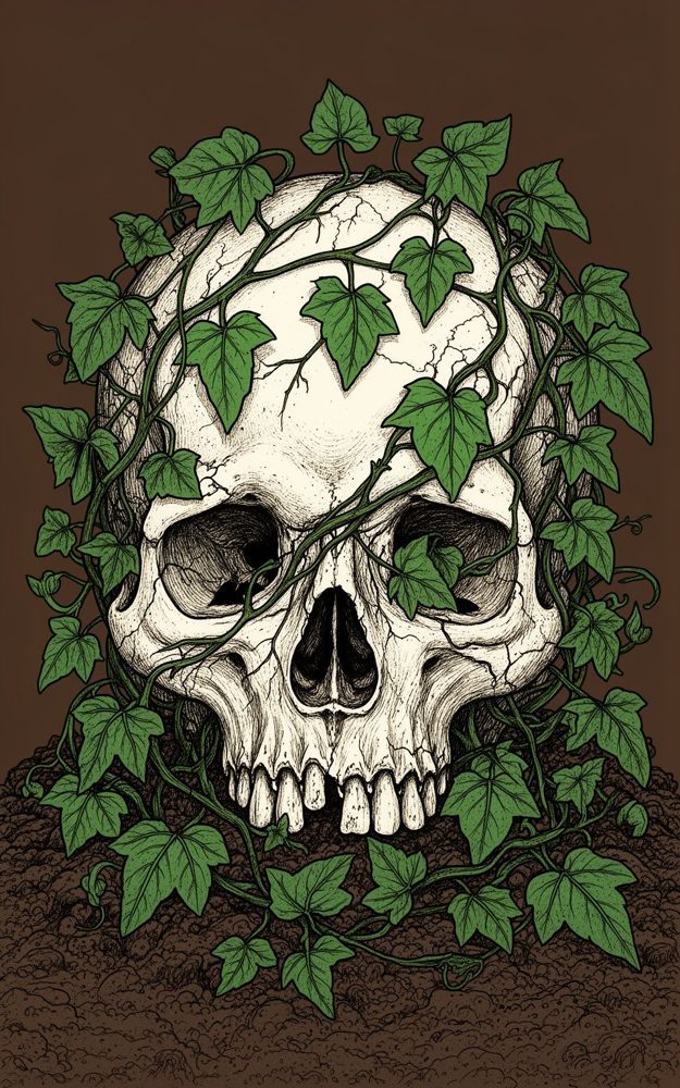 Detailed Gothic Illustration Ivy Cold Embrace Immortal