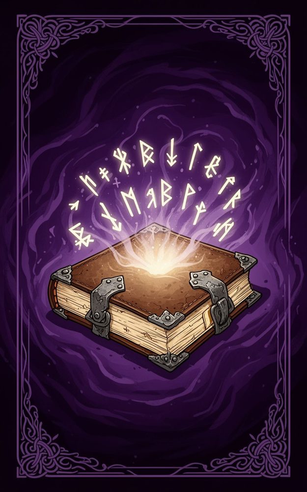 Magical Spellbook Illustration Secrets Etched in Light