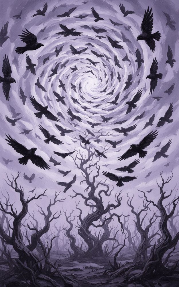 Swirling Crows Landscape Gothic Phone Case For iPhone Samsung