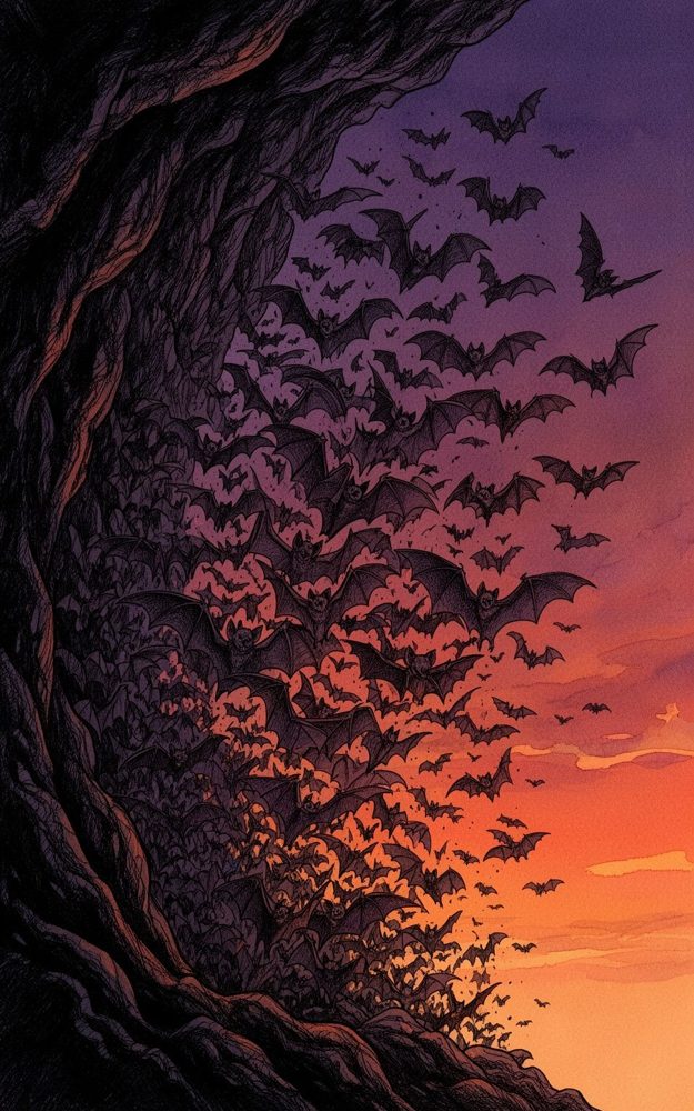 Sketchy Bats Sky Twilight Wings Phone Case For iPhone Samsung