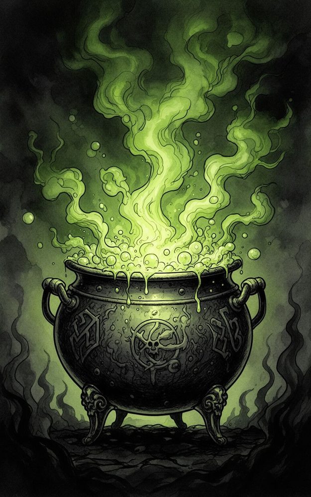 Dark Fantasy Illustration Witch's Brew Omen
