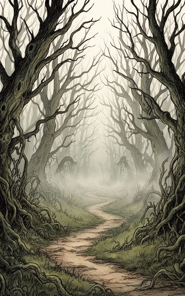 Gothic Forest Twisted Path Whispered Secrets