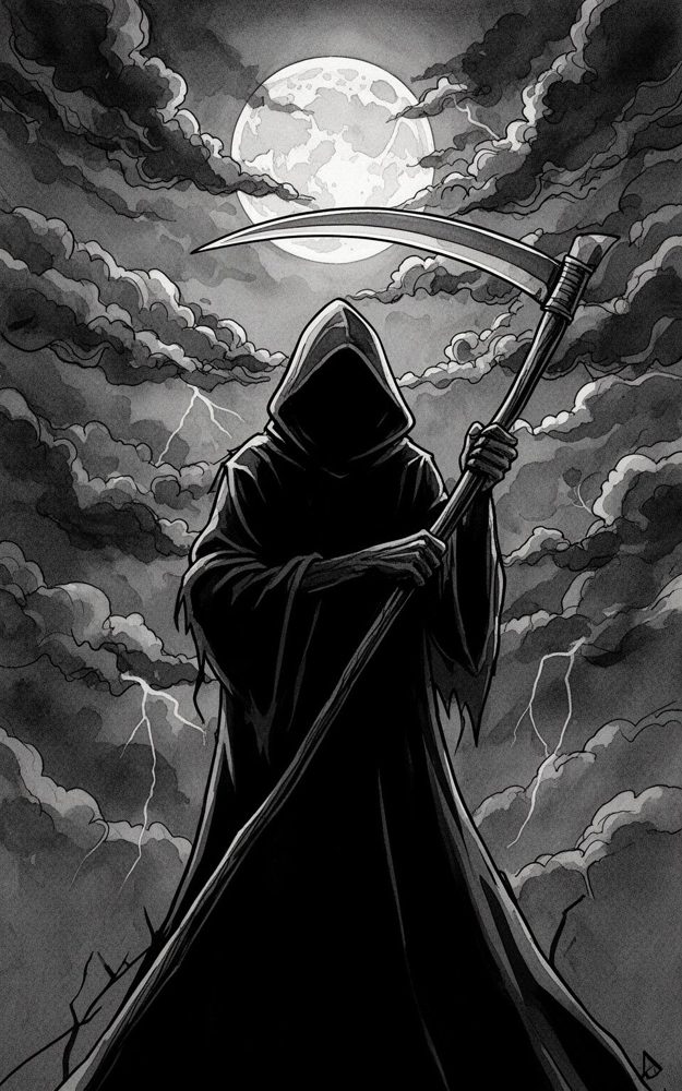 Grim Reaper Illustration Gothic Phone Case For iPhone Samsung