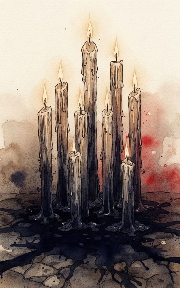 Watercolor Dripping Candles Wax Tears Dark