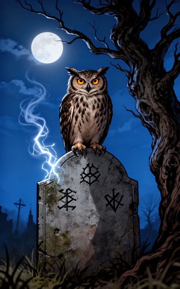 Illustrative Gothic Granite Guardian And Nightbird