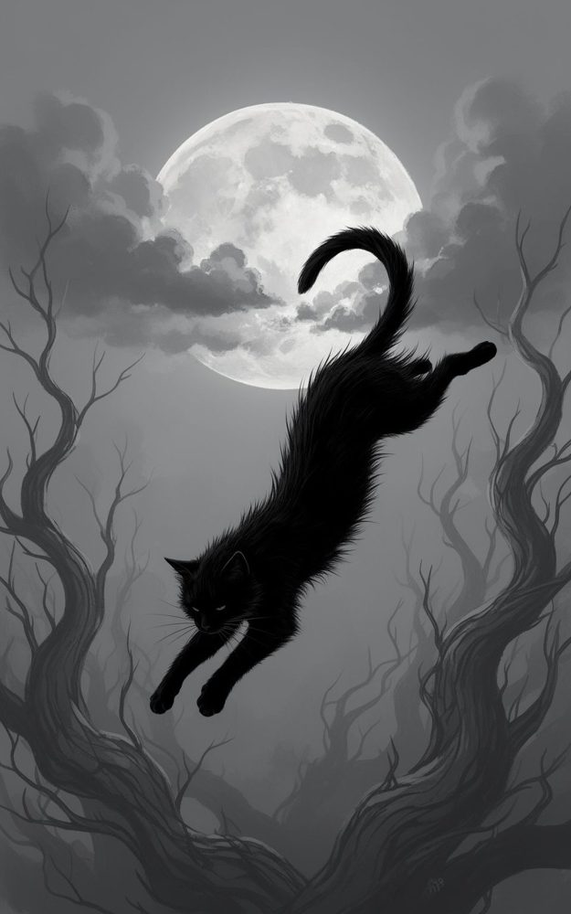 Monochromatic Gothic Omen Ebony Feline