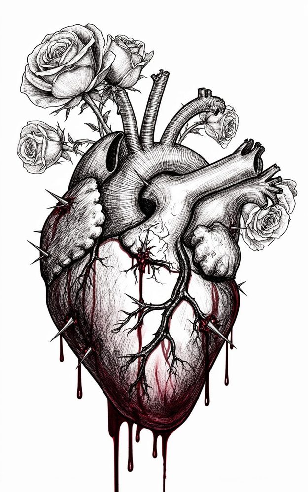 Ink Sketch Heart of Thorns