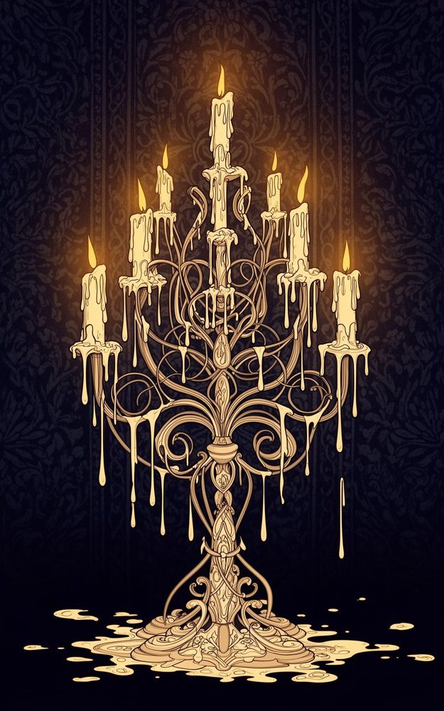 Ornate Candelabra Gothic Wax Tears Waning Light